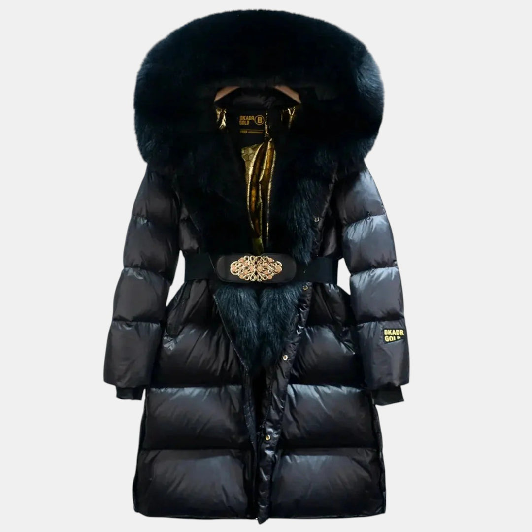 Women’s Long Puffer Coat with Faux Fur Collar