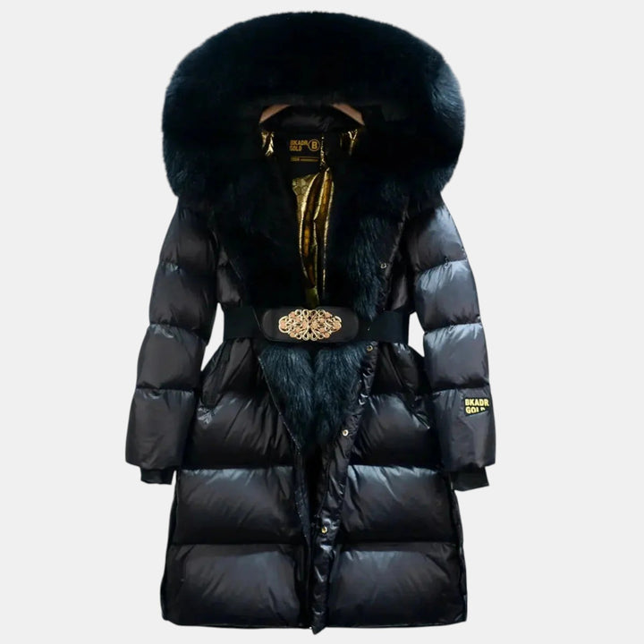 Women’s Long Puffer Coat with Faux Fur Collar